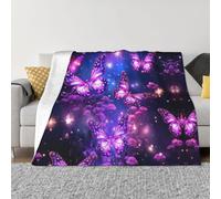 Coperta viola con stampa con farfalle stampate, per tutte le stagioni, super morbida e accogliente, coperta in flanella calda per divano e letto
