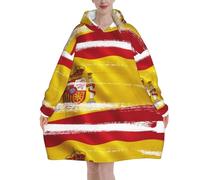 Coperta viola libellula con cappuccio oversize indossabile coperta con cappuccio calda coperta felpa per donne uomini adolescenti, Bandiera della Spagna, 320g