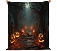 Coperta Zucche, palloncini e festoni Pile Divano Morbida Coperte per Letto Singolo Matrimoniale Arancione Nero Soffice e Calda Coperta Pile Invernale per Bambini Adulti 80 x 120 cm