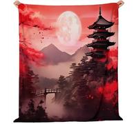 Coperte Architettura della luna rossa in stile giapponese per letto, divano, viaggio 220 x 260 cm coperta per adulti e bambini Coperta Leggera Marrone rossastro