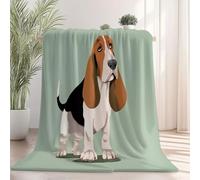 Coperte Cartone animato cane carino Flanella Coperta Marrone Bianco Tutte le Stagioni per Divano, Soggiorno, Camera da Letto Idee regalo per Natale e la Festa 220 x 260 cm
