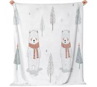 Coperte Cartone animato orso polare invernale Flanella Coperta Beige Tutte le Stagioni per Divano, Soggiorno, Camera da Letto Idee regalo per Natale e la Festa 220 x 260 cm