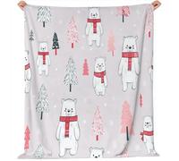 Coperte Cartone animato orso polare nella foresta Flanella Coperta Beige Tutte le Stagioni per Divano, Soggiorno, Camera da Letto Idee regalo per Natale e la Festa 220 x 260 cm