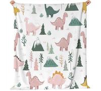Coperte Cartoni animati Dinosauri Foreste Flanella Coperta Beige Tutte le Stagioni per Divano, Soggiorno, Camera da Letto Idee regalo per Natale e la Festa 220 x 260 cm