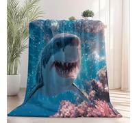 Coperte Corallo degli squali oceanici Flanella Coperta Blu navy Tutte le Stagioni per Divano, Soggiorno, Camera da Letto Idee regalo per Natale e la Festa 220 x 260 cm