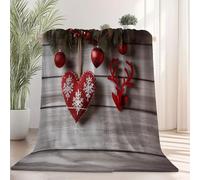 Coperte Decorazione natalizia a forma di testa di cervo Flanella Coperta Legno rosso Tutte le Stagioni per Divano, Soggiorno, Camera da Letto Idee regalo per Natale e la Festa 220 x 260 cm