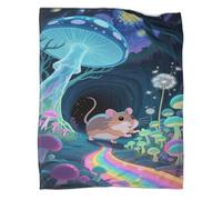 Coperte Di Flanella Roborovski Hamster Motivo 3D Coperta in Pile Fantasy Forest Landscape Morbida E Accogliente Per TV, Per Letto, Divano 40x50inch(100x130cm)