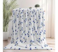 Coperte Fiori blu realistici, piccoli motivi floreali Flanella Coperta Blu navy Tutte le Stagioni per Divano, Soggiorno, Camera da Letto Idee regalo per Natale e la Festa 220 x 260 cm