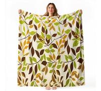 Coperte Foglie Vintage Nature per letto, divano, viaggio 220 x 260 cm coperta per adulti e bambini Coperta Leggera Verde foresta Verde scuro