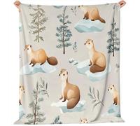 Coperte Foresta di furetti realistica Flanella Coperta Beige Tutte le Stagioni per Divano, Soggiorno, Camera da Letto Idee regalo per Natale e la Festa 220 x 260 cm