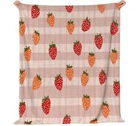 Coperte Illustrazione di frutta fragola Flanella Coperta Beige Tutte le Stagioni per Divano, Soggiorno, Camera da Letto Idee regalo per Natale e la Festa 220 x 260 cm