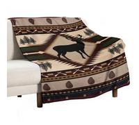 Coperte in flanella retrò con cervo alci, stile rustico, stile rustico, capanna montagna, casa colonica, coperta per divano e letto, 101,6 x 127 cm