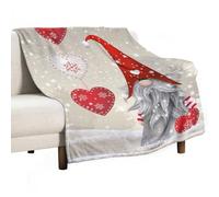Coperte in pile con gnomo a forma di cuore di Natale, inverno nevoso, amore, morbida flanella, accogliente coperta per adulti, lavabile, leggera, coperta pelosa, regalo per ragazze e ragazzi, 50 x 6