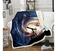 Coperte in pile per bambini, ragazzi, ragazzi, ragazzi, 3D, galassia sherpa, telescopio, coperta astronomica con cielo stellato, coperta in peluche, decorazione per la stanza King 221 x 238 cm