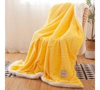 Coperte Invernali Spesse Coperta in Cashmere Calda Coperta Morbida sul Copridivano Copriletto Coperta in Lana Tinta Unita Bifacciale Copriletto-Doppio Giallo,150x200cm,CN