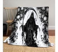 Coperte per Halloween 130 x 150cm, Arti oscure Teschio della Morte, coperta leggera in flanella per camera da letto, decorazioni per la casa,