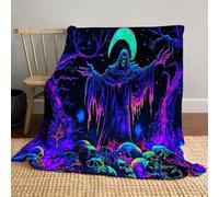 Coperte per Halloween 200 x 200cm, Arti oscure Morte zombi, coperta leggera in flanella per camera da letto, decorazioni per la casa,