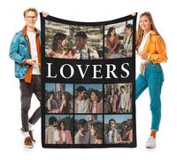 Coperte Personalizzate Flanella Plaid Personalizzato Romantico Per Coppie, Con Foto Testo Nome, Plaid Personalizzato Con Foto Per Marito E Moglie, Regalo Neo-Sposi, Anniversario O Regali Natalizi