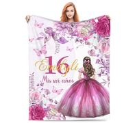 Coperte personalizzate per ragazze di 16 anni, coperte personalizzate con nome e numero per 16° compleanno, dolci regali per ragazze, figlia, bestie, sorella, decorazioni per feste di 16° compleanno
