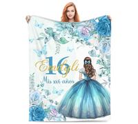 Coperte personalizzate per ragazze di 16 anni, coperte personalizzate con nome e numero per 16° compleanno, dolci regali per ragazze, figlia, bestie, sorella, decorazioni per feste di 16° compleanno