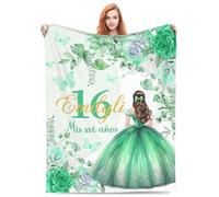 Coperte personalizzate per ragazze di 16 anni, coperte personalizzate con nome e numero per 16° compleanno, dolci regali per ragazze, figlia, bestie, sorella, decorazioni per feste di 16° compleanno