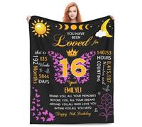 Coperte personalizzate per ragazze di 16 anni, coperte personalizzate con nome e numero per 16° compleanno, dolci regali per ragazze, figlia, bestie, sorella, decorazioni per feste di 16° compleanno