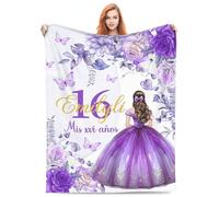 Coperte personalizzate per ragazze di 16 anni, coperte personalizzate con nome e numero per 16° compleanno, dolci regali per ragazze, figlia, bestie, sorella, decorazioni per feste di 16° compleanno