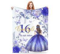 Coperte personalizzate per ragazze di 16 anni, coperte personalizzate con nome e numero per 16° compleanno, dolci regali per ragazze, figlia, bestie, sorella, decorazioni per feste di 16° compleanno
