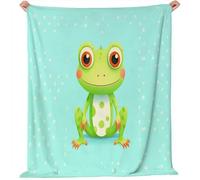 Coperte Rana dei cartoni animati a pois Flanella Coperta Blu Verde Tutte le Stagioni per Divano, Soggiorno, Camera da Letto Idee regalo per Natale e la Festa 150 x 200 cm