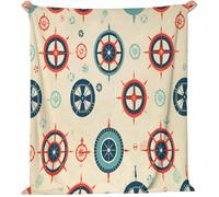Coperte Timone Retro Waves per letto, divano, viaggio 220 x 260 cm coperta per adulti e bambini Coperta Leggera Rosso Blu