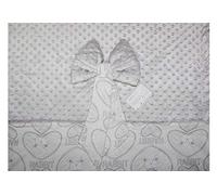 #Copertina Culla NG-4741 Pile Bubble Double Face Con Fiocco -Grigio