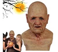 Copertina del viso di un vecchio uomo realistica, maschera di Halloween di un vecchio uomo | Maschera per costumi di Halloween in lattice | Maschera cosplay realistica per copricapo, costume di Hallow