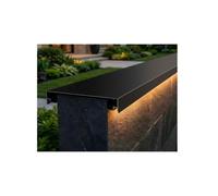Copertina in alluminio per parapetti, muri di sostegno e giardino | Canale LED integrato con bordo gocciolatoio, resistente alle intemperie(Black,13.4x59.1in)