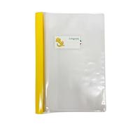 Copertina in PVC trasparente liscio con banda laterale colorata coprente - A4 21x30 cm - COLOROSA - Tasca portanome personalizzabile e alette salva pagina - Giallo