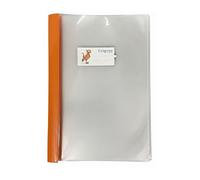 Copertina in PVC trasparente liscio con banda laterale colorata coprente - A4 21x30 cm - COLOROSA - Tasca portanome personalizzabile e alette salva pagina - Arancione