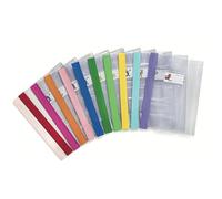 Copertina in PVC trasparente liscio con banda laterale colorata coprente - A4 21x30 cm - COLOROSA - Tasca portanome personalizzabile e alette salva pagina - Lilla