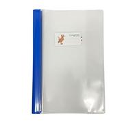 Copertina in PVC trasparente liscio con banda laterale colorata coprente - A4 21x30 cm - COLOROSA - Tasca portanome personalizzabile e alette salva pagina - Blu
