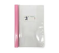 Copertina in PVC trasparente liscio con banda laterale colorata coprente - A4 21x30 cm - COLOROSA - Tasca portanome personalizzabile e alette salva pagina - Rosa