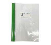 Copertina in PVC trasparente liscio con banda laterale colorata coprente - A4 21x30 cm - COLOROSA - Tasca portanome personalizzabile e alette salva pagina - Verde
