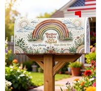 Copertina magnetica per cassetta postale con citazione arcobaleno bohémien | Stampa botanica bohémien, copertura per cassetta postale, citazione ispiratrice, decorazione per esterni resistente alle