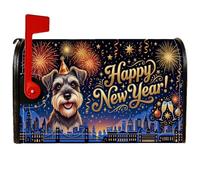 Copertina magnetica per cassetta postale con citazione Schnauzer per la | Ritratto di Schnauzer, copertura per cassetta delle lettere, fuochi d'artificio, skyline della città, attacco magnetico