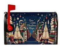 Copertina magnetica per cassetta postale natalizia per amanti dei libri | Decorazione per libri, copertura per cassetta delle lettere, tema lettura invernale, estetica per biblioteche festive