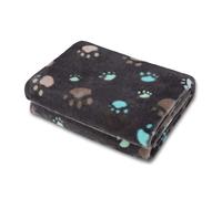 Copertina per animali domestici Amazon Pop in flanella color corallo, cuscinetto per zampe di cane e gatto, 76*52 cm, grigio, con impronte d