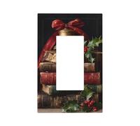 Copertina per interruttore della luce a forma di libri antichi con nastri dorati rossi, piastra frontale a bilanciere singolo, 1 banda, decoratore, copertine per presa per casa, cucina, stanza, bagno