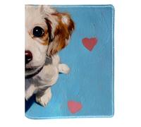 Copertina per libro sostituibile con cuore e cane, in pelle PU, riutilizzabile, adatta per notebook da 148 x 210 mm