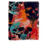 Copertina per libro sostituibile con teschi e ragni, in pelle sintetica, riutilizzabile, adatta per notebook da 148 x 210 mm