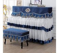 Copertina per pianoforte verticale, Copertura antipolvere for pianoforte verticale moderno, in pizzo, tutto compreso, punto medio(Blue,(two seat type))