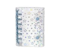 Copertina per raccoglitore, formato A7, con stelle glitterate, organizer per budget, in PVC trasparente, mini raccoglitore a fogli sfusi, per viaggi e accessori per risparmiare denaro
