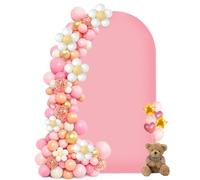 Copertina per sfondo con arco di nozze su entrambi i lati, backdrop con parte superiore rotonda, sfondo fotografico ideale per matrimoni, compleanni, cerimonie, feste e banchetti (rosa, 1,2 x 2,2 m)
