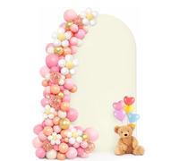 Copertina per sfondo con arco di nozze su entrambi i lati, backdrop con parte superiore rotonda, sfondo fotografico ideale per matrimoni, compleanni, cerimonie, feste e banchetti (beige, 0,8 x 1,8 m)